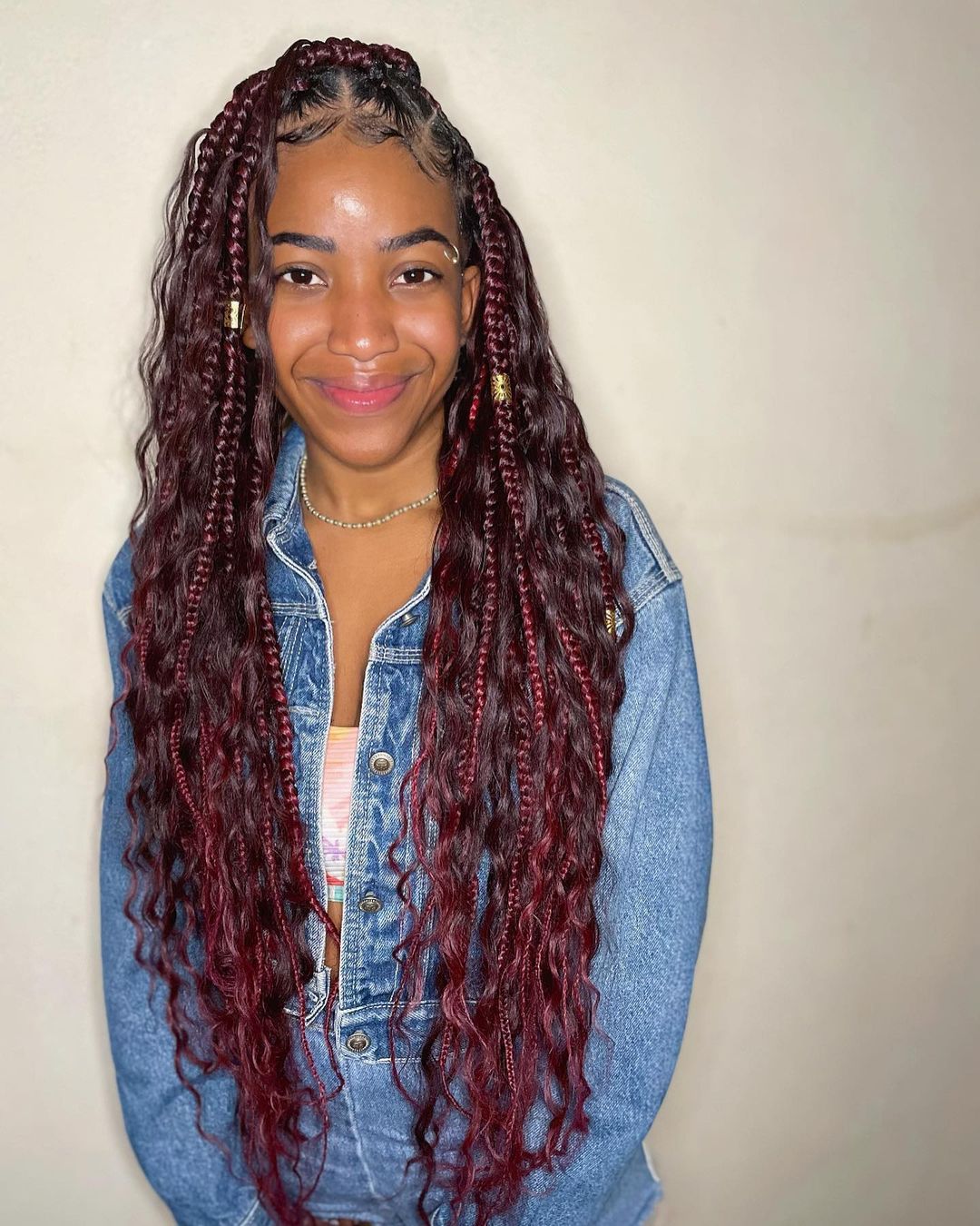 Hip-length Chunky Bohemian Box Braids With Strings