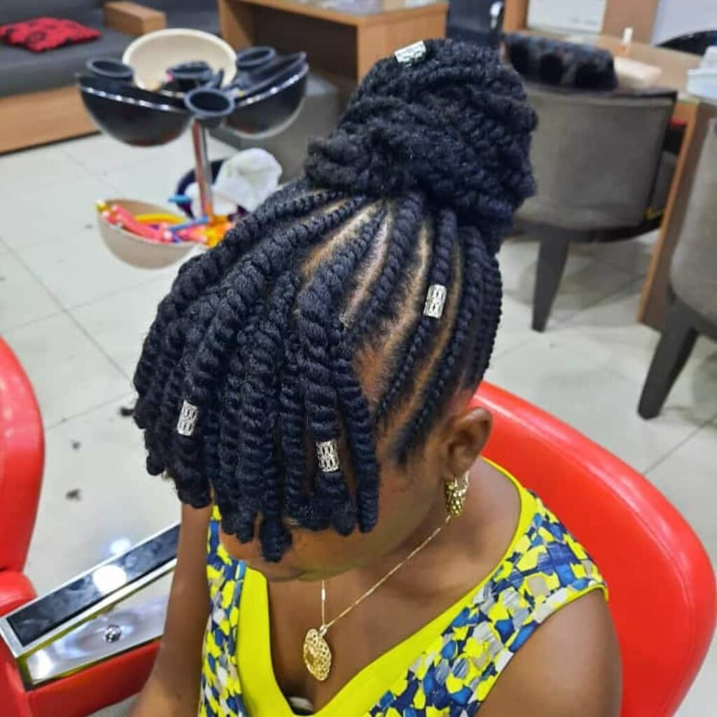 Chunky Flat Twists With Frontal Twisted Bangs