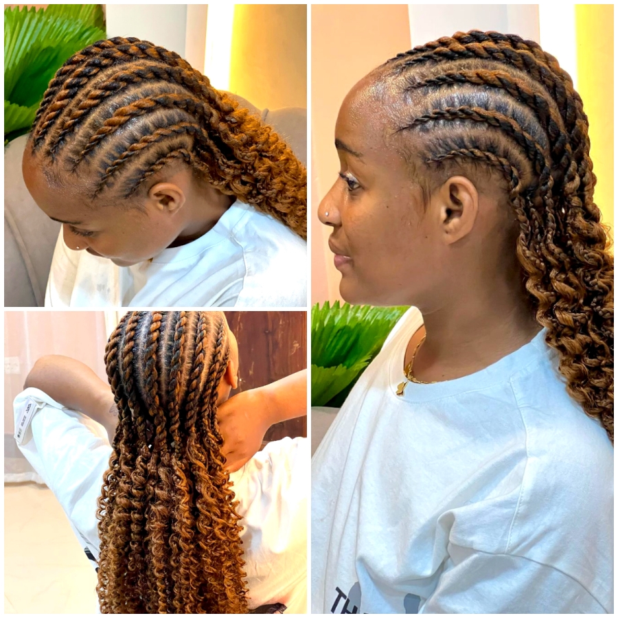 15. Flat Twists Cornrows on Curls With Extension