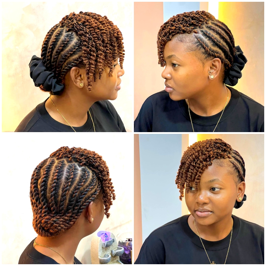 Twisted Cornrows With Frontal Curls