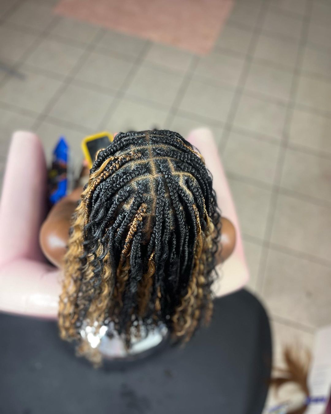 Bronze Highlighted Boho Box Braids 