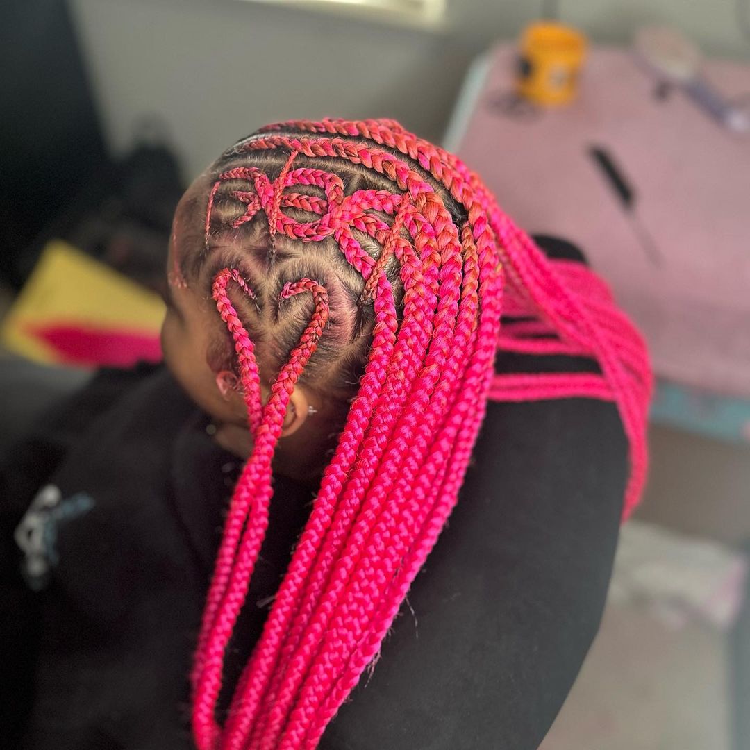 38. Pink Medium Sized Tribal Braids