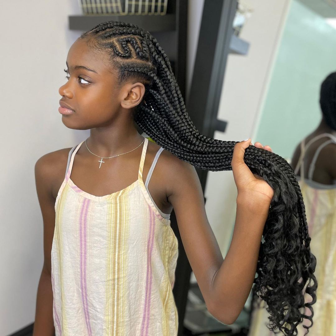 9. Medium Sized Zig-Zag and Straight Fulani Weaves and Individual Braids