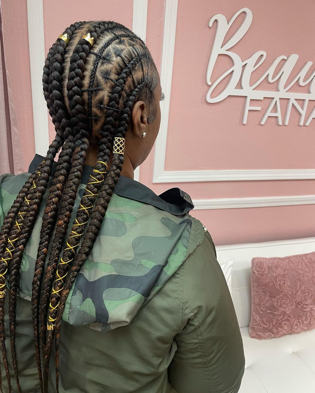 41. Tribal Accessorized Freestyle Cornrows 