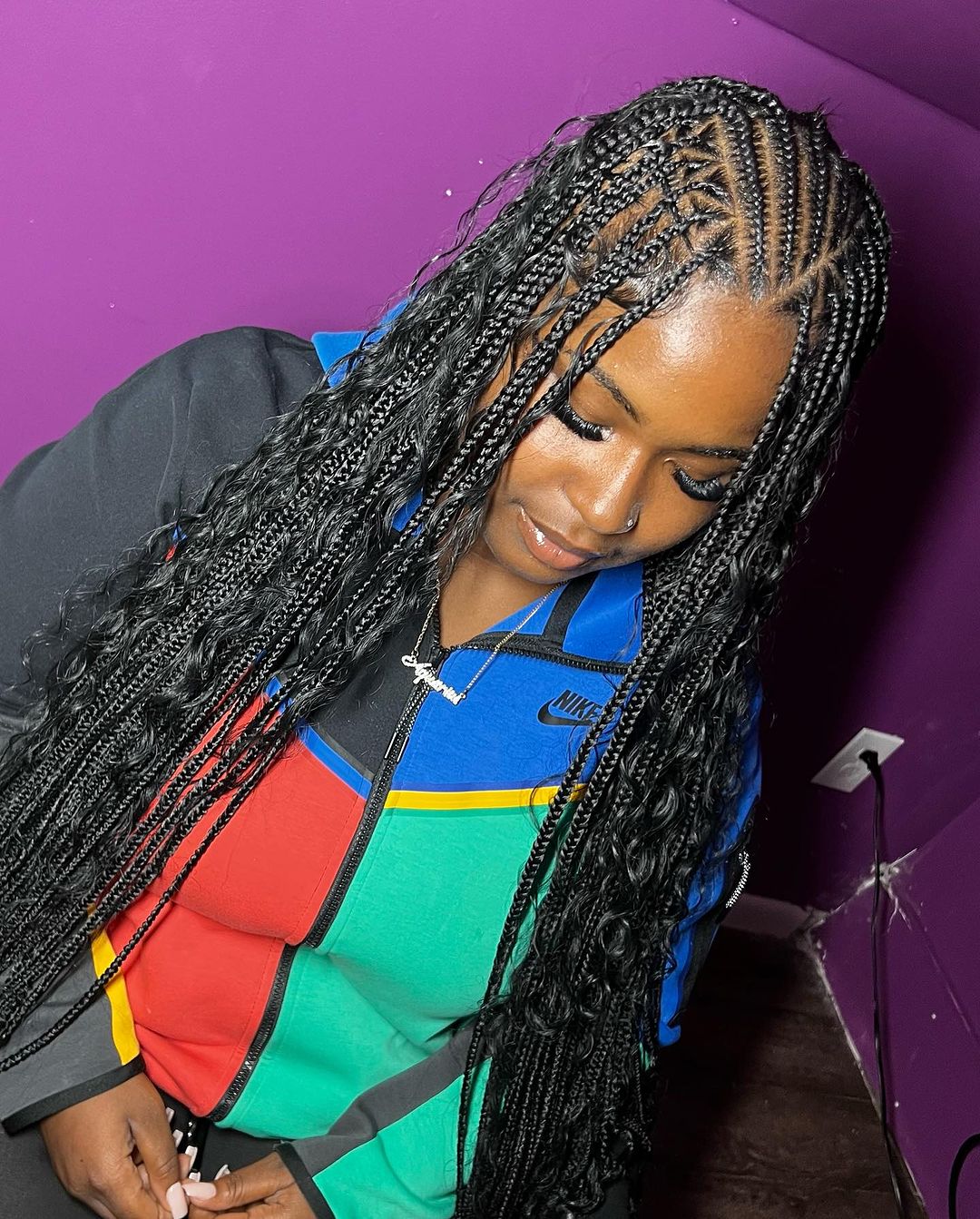 14. Middle Cornrow Tribal Braids on Bohemian Braids