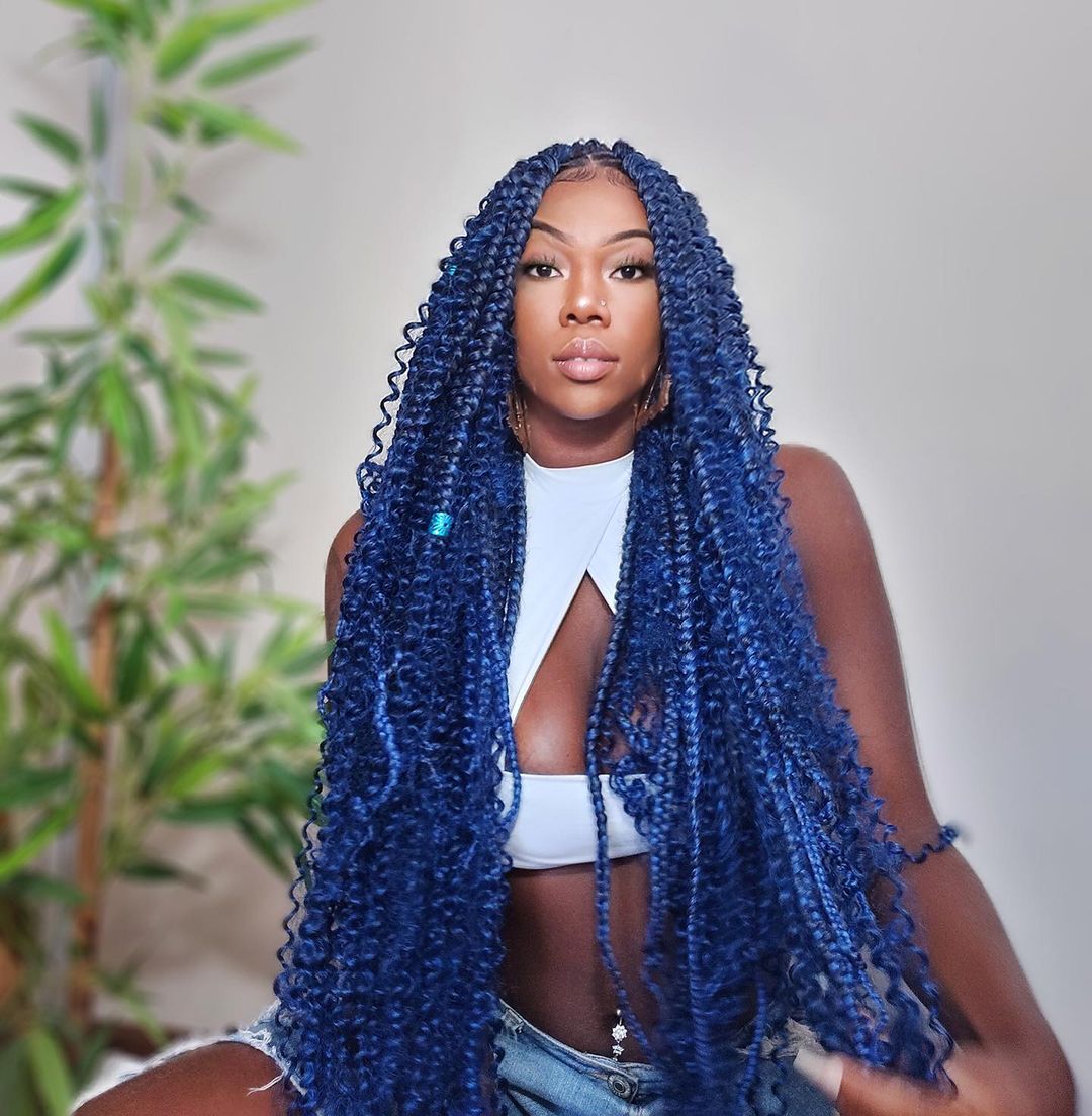 Long Blue Bohemian Braids