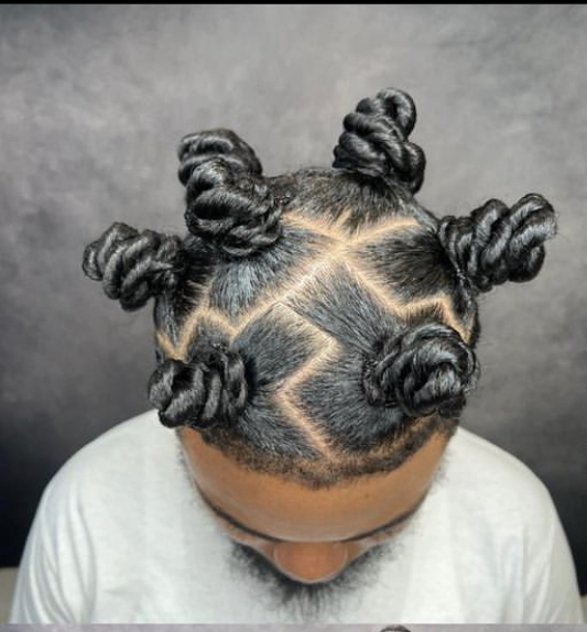 Two-Strand Twist With Bantu Knots