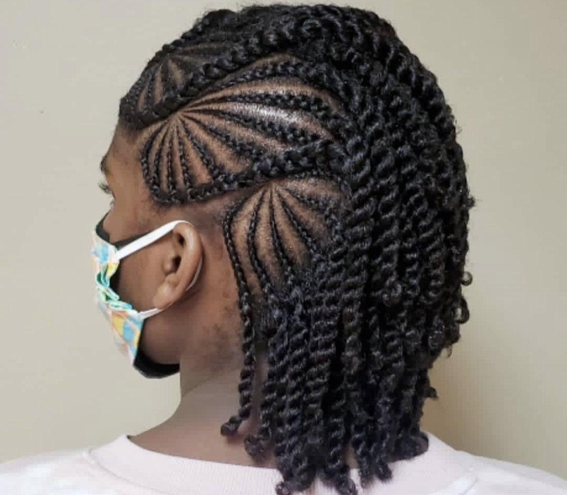 Side Cornrows and Two Strand Twist