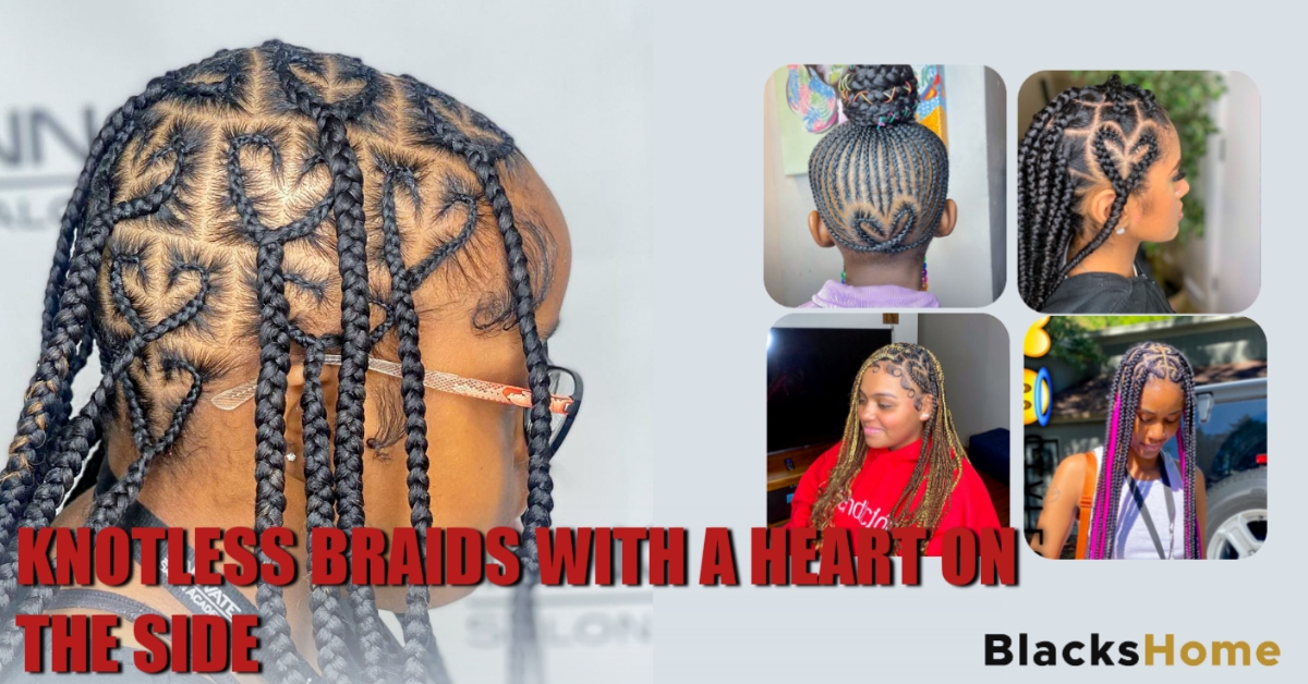 30 knotless braids with a heart on the side