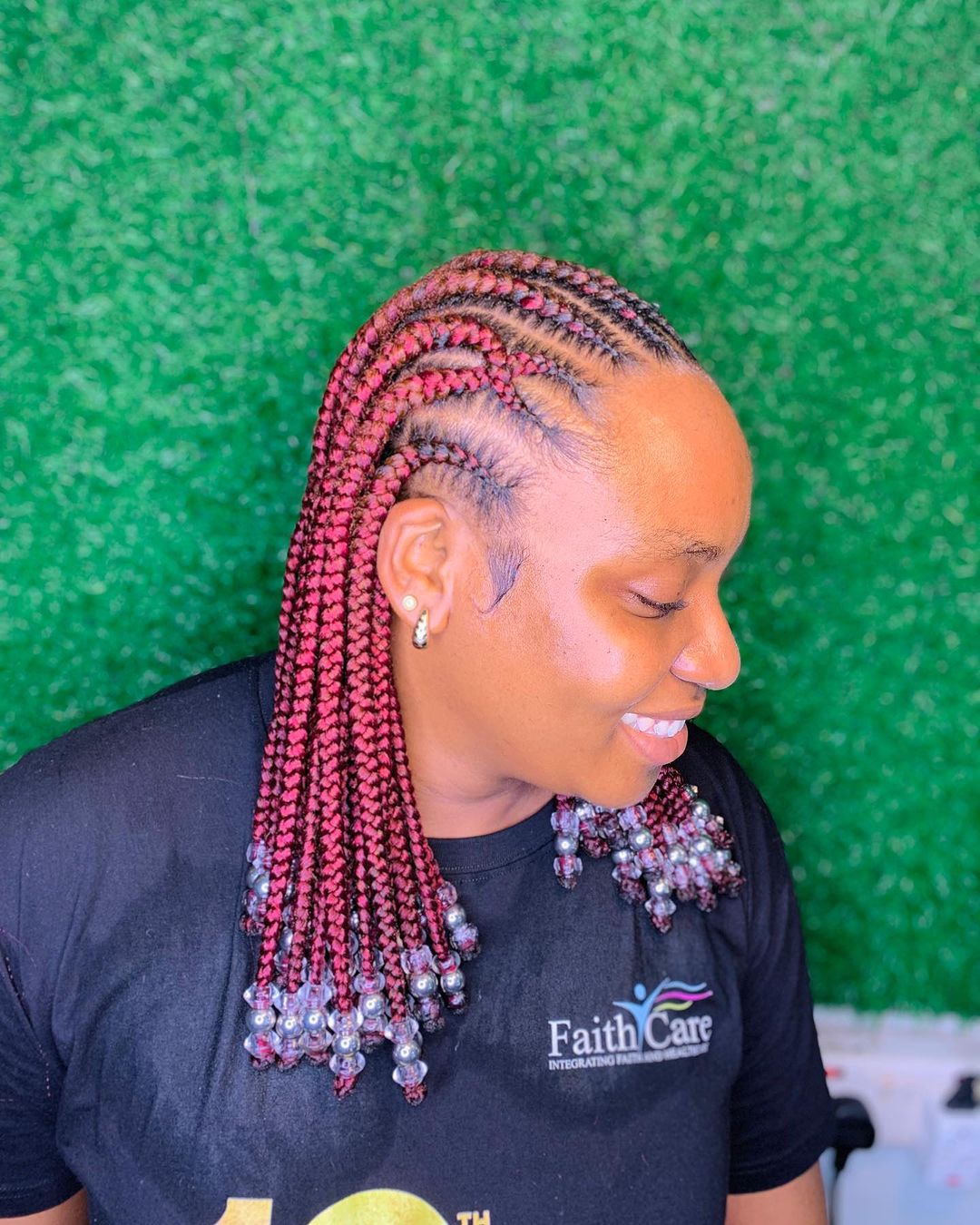 9. Star Shaped Cornrow with Beads
