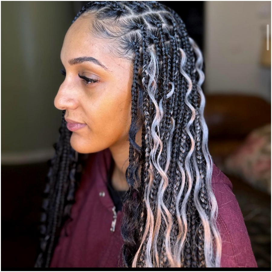 Black And Grey Small Bohemian Braids