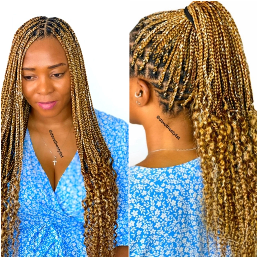 Optimized Golden Blonde Small Knotless Braids