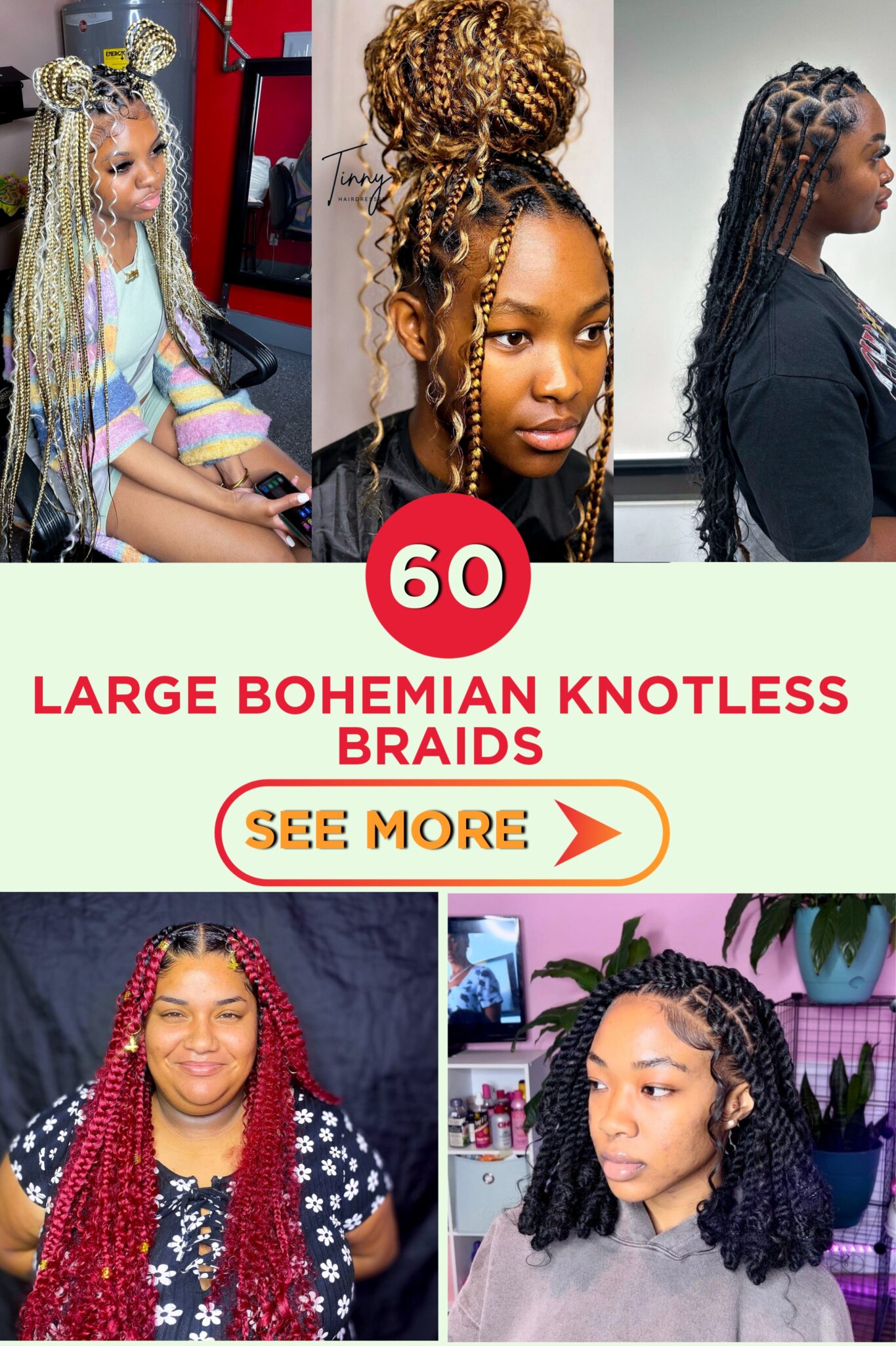 Best Of The Best: 60 Large Bohemian Knotless Braids [2023]