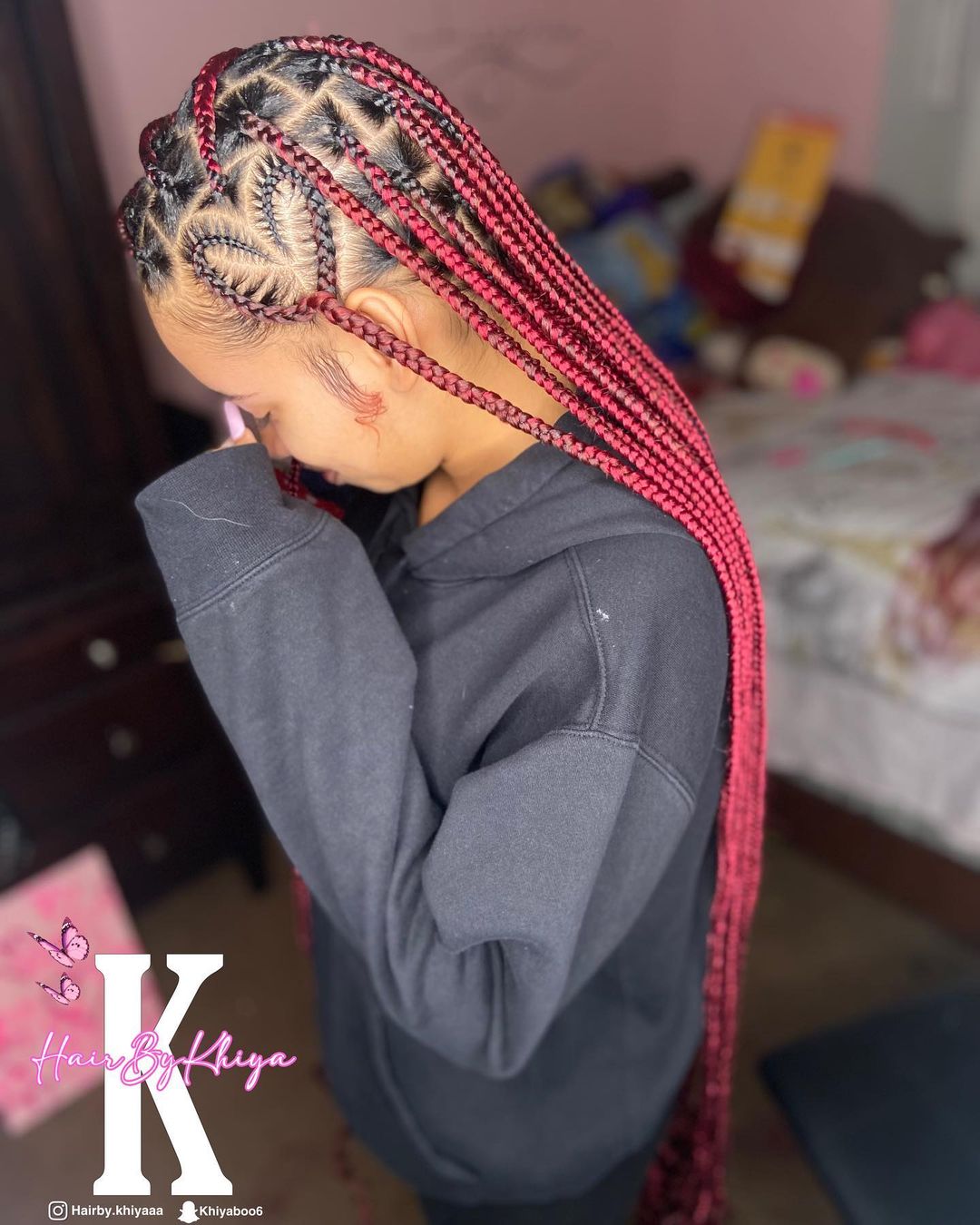 30 Knotless Braids With A Heart On The Side