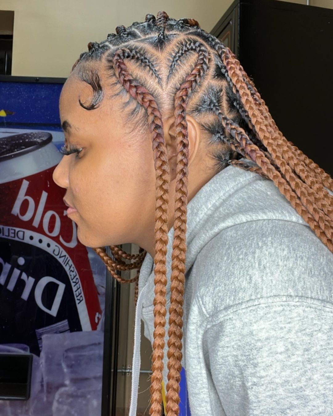 6. Light Brown Knotless Braids With Side Heart