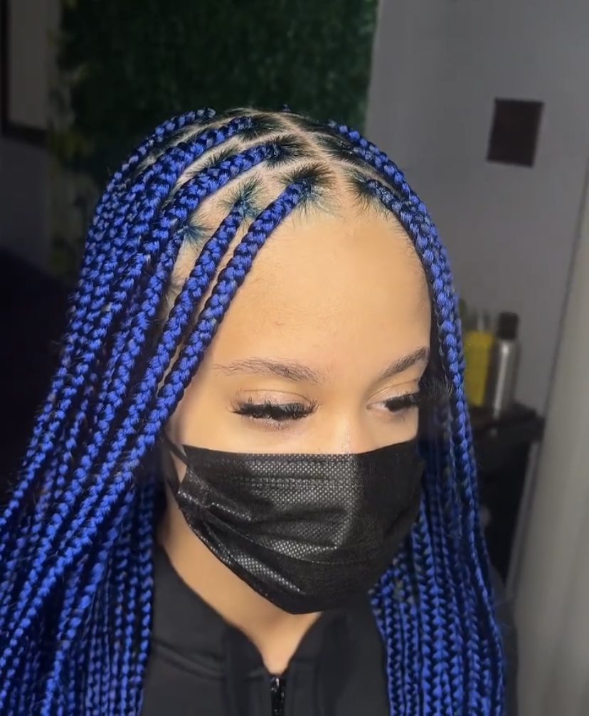 22. Blue Knotless Braids