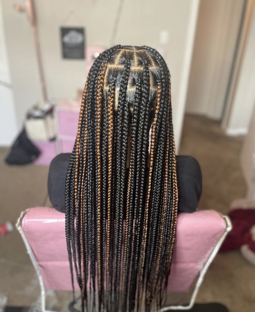 46. Black and Brown Knotless Braids