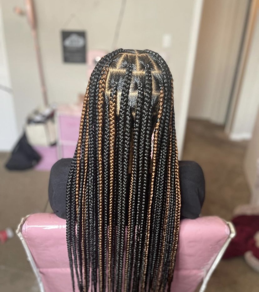 34. Brown and Black Knotless Braids