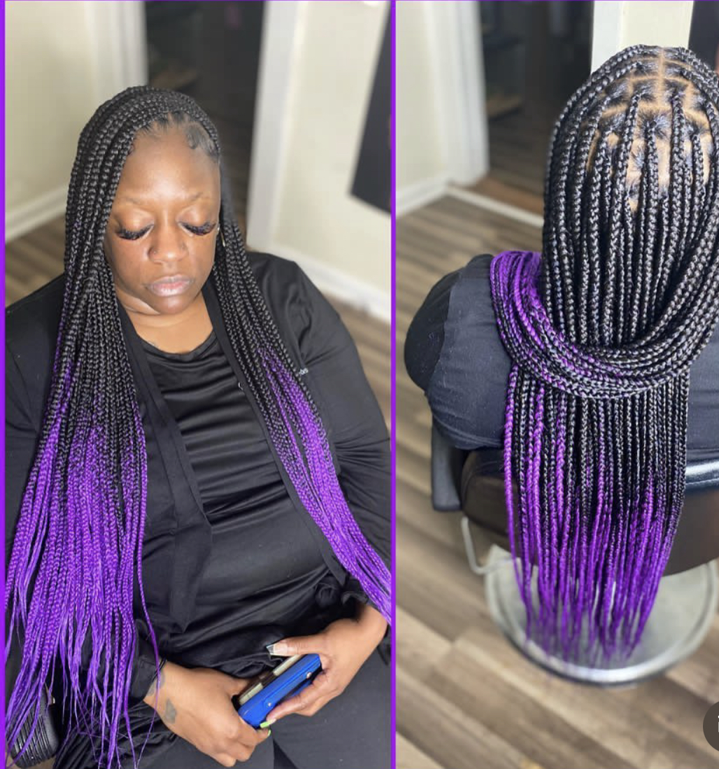 39. Braided Black and Purple Ombre
