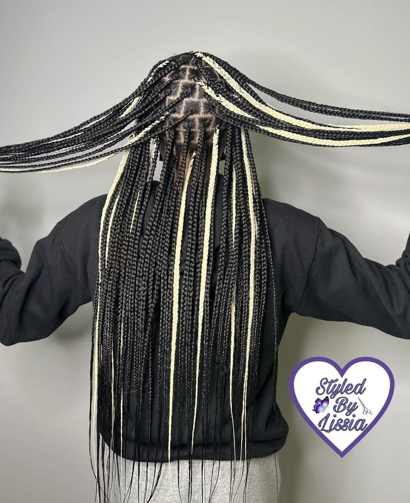 44. Black and Gold Knotless Braids