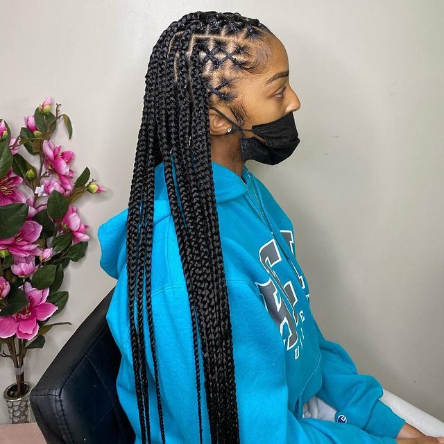 2. Medium Criss Cross Knotless Braids