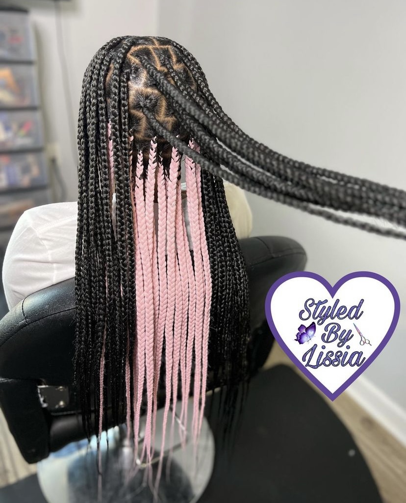 38. Baby Pink Peekaboo Braids