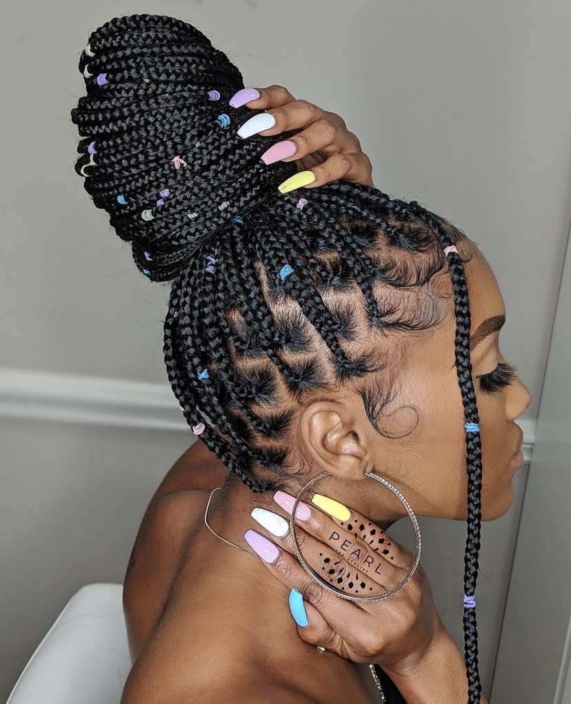 49. Knotless Braids with Gel Bands