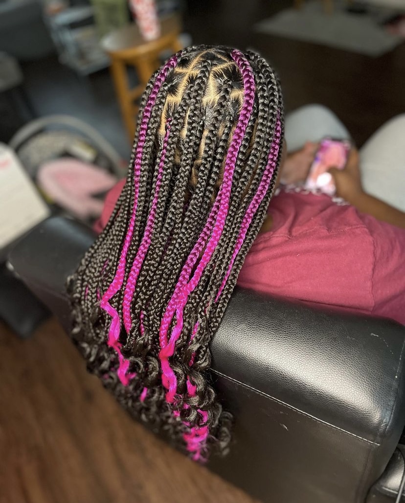 19. Black & Purple Knotless Braids