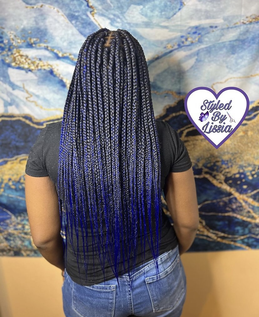 31. Ombré Blue Box Braids