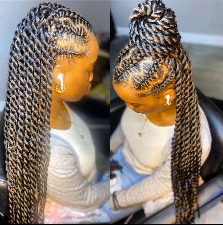 25. Medium Feed-In Braids And Individual Two Strand Twists