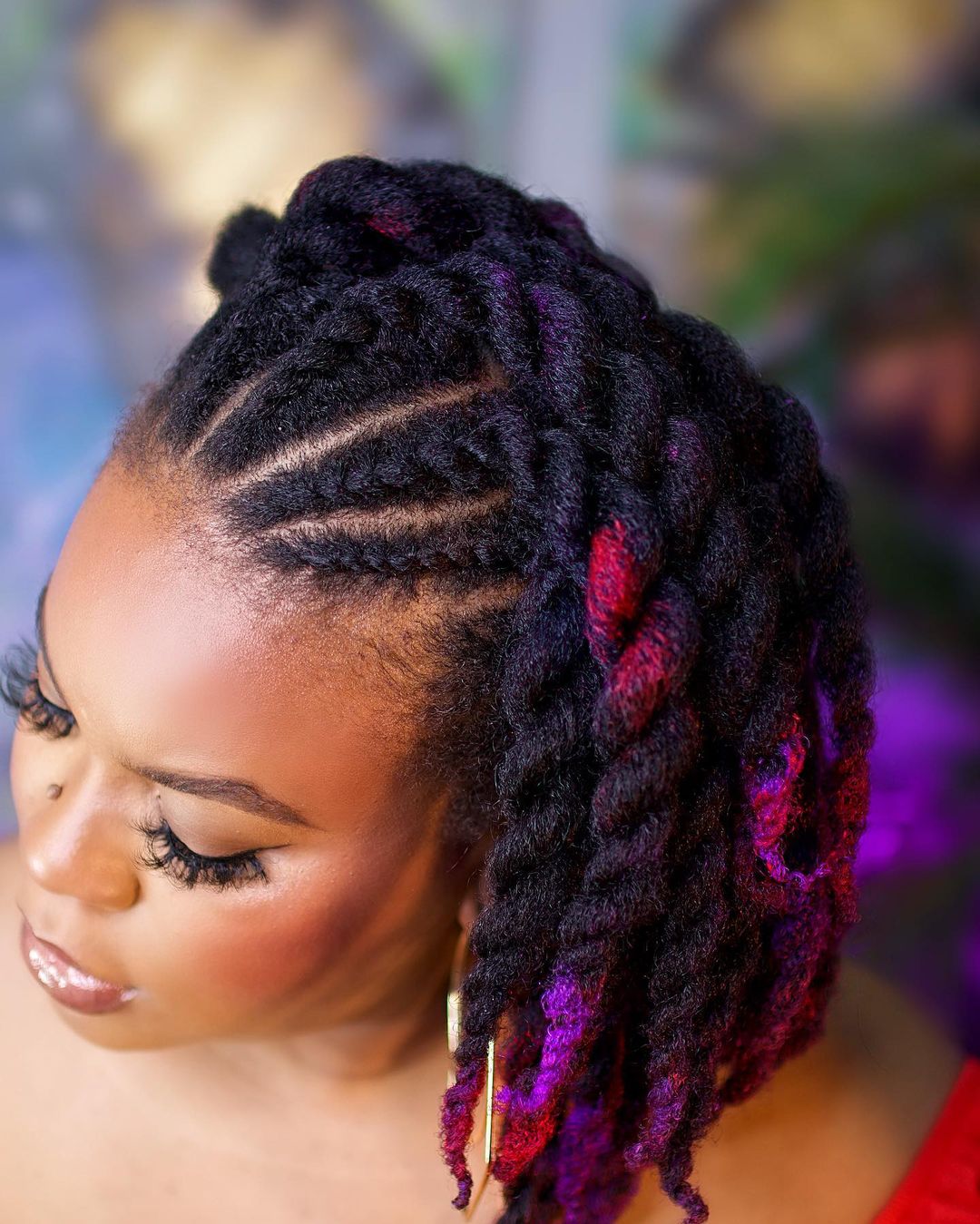 28. Mini Flat Twists And Short Large Two Strand Twists With Colorful Ends
