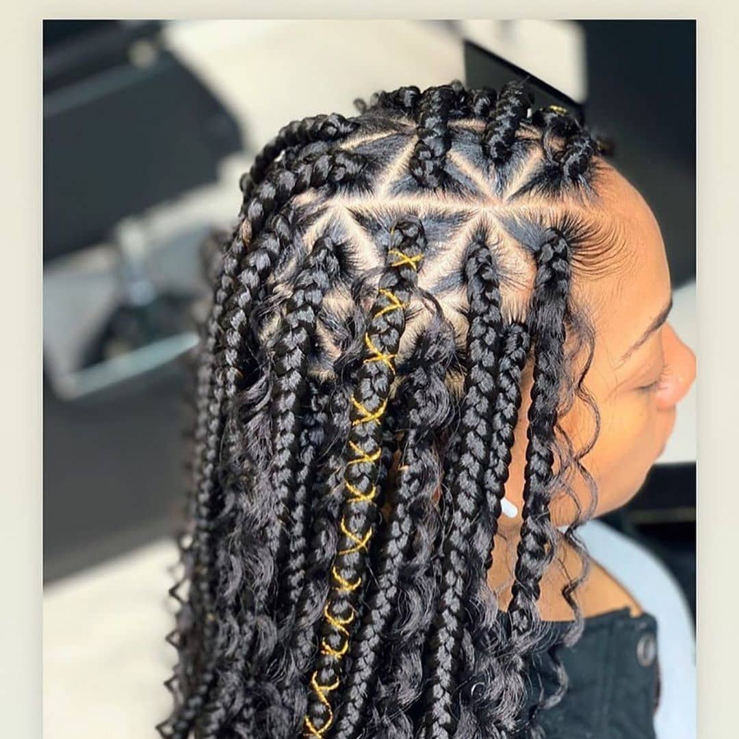 Medium Knotless Box Braids: 30 Styles + How-To Guide! 38 29. Triangle Parting Medium Braids