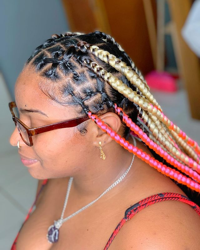 25. Marshmallow Jumbo Criss Cross Knotless Braids