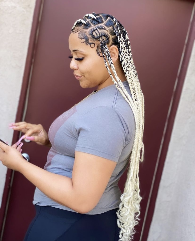 36. Knotless Braids with Side Design