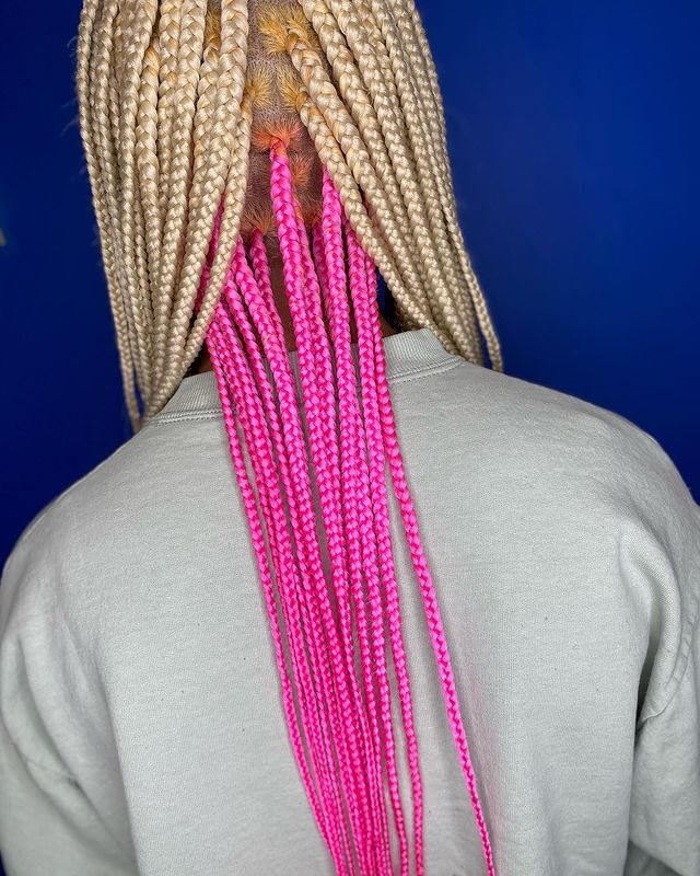 14. Pink Secret & Blonde Knotless Braids