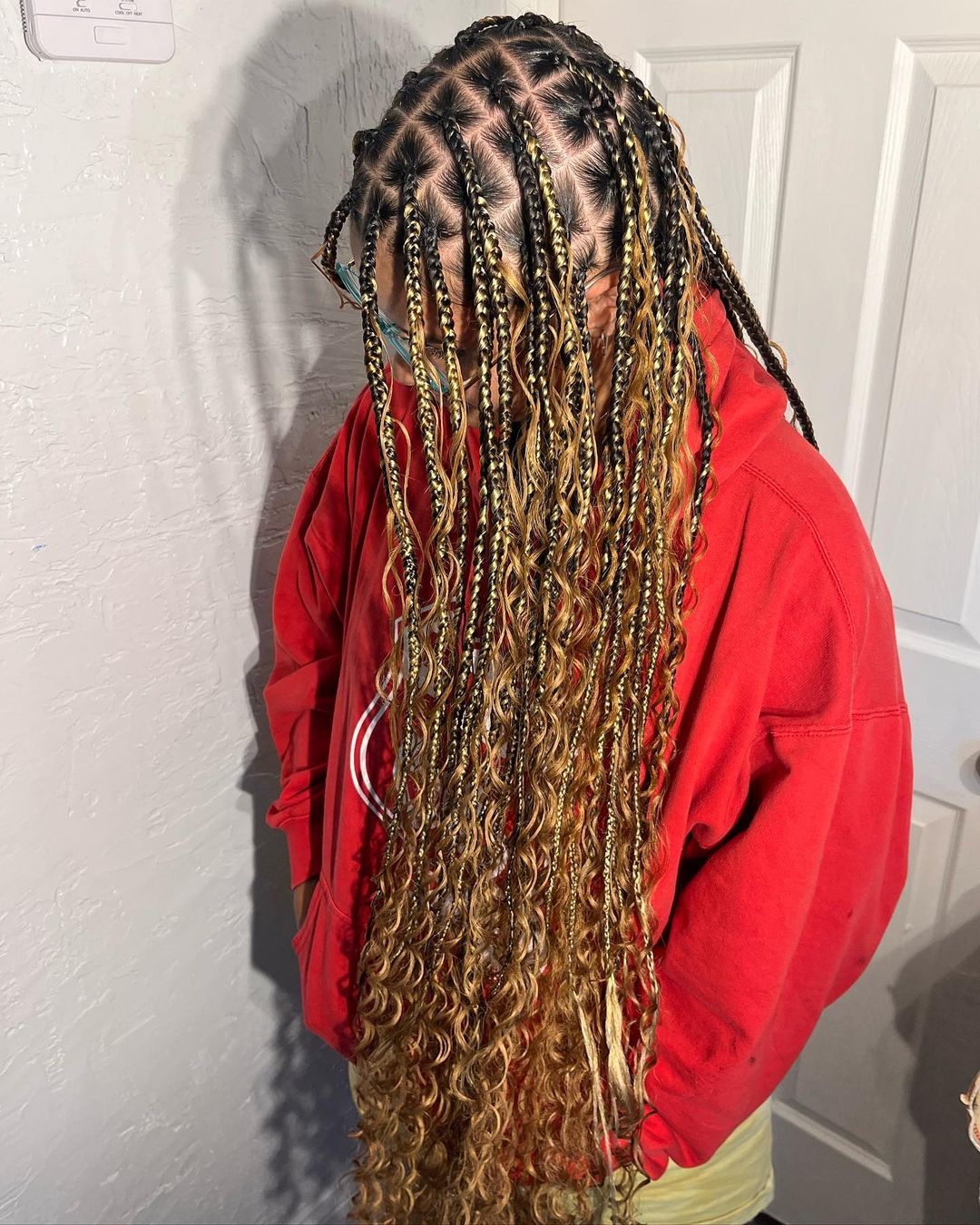 33. Curly Black and Gold Bohemian Knotless Braids