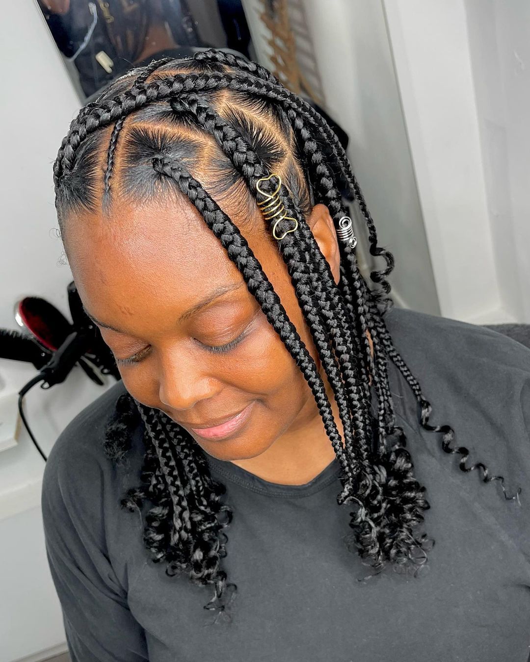 3. Black And Red Blend Bohemian Knotless Braids
