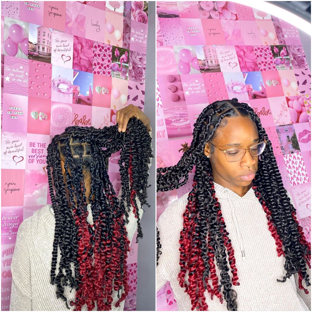 Black And Stripes of Red Passion Twists