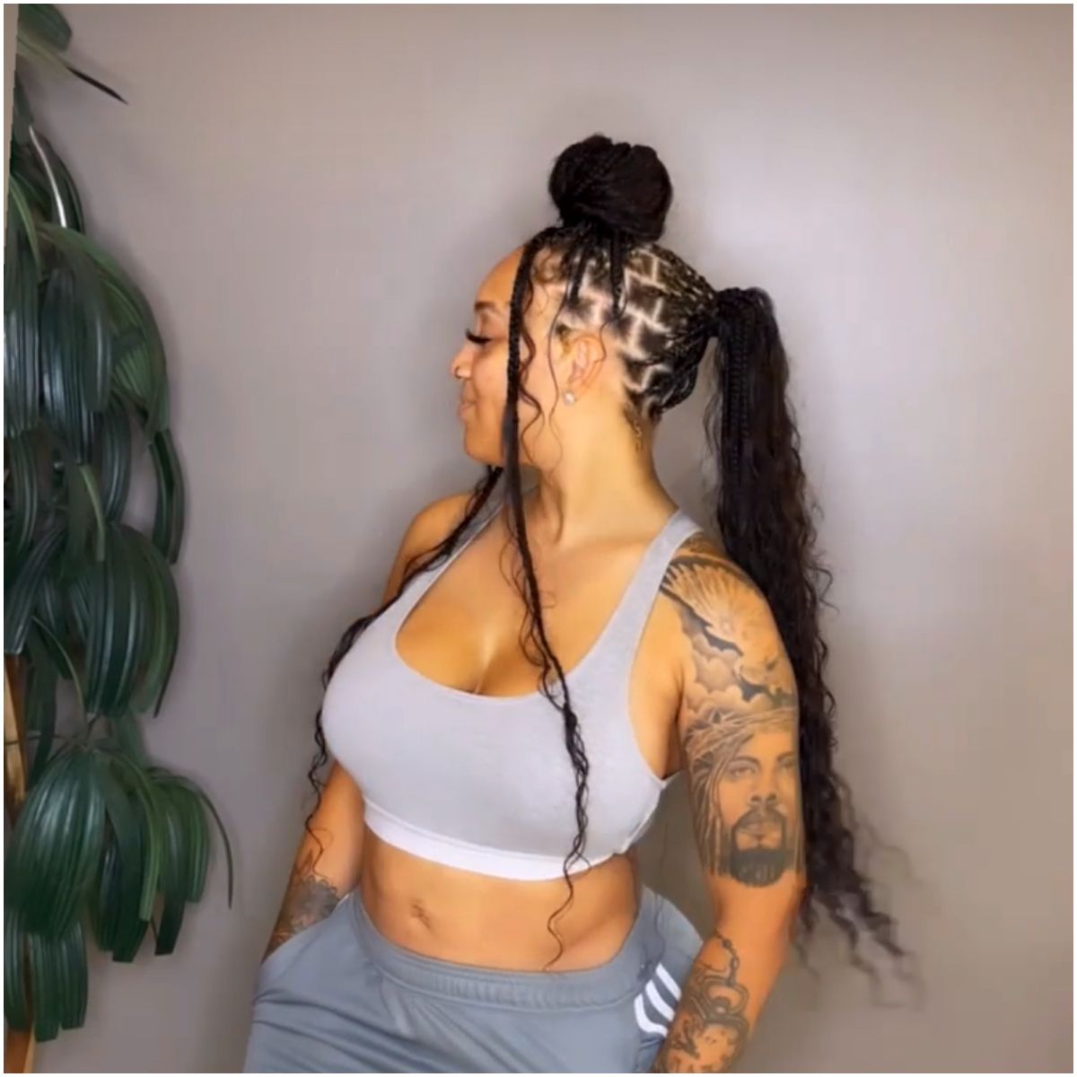 Bun Plus Ponytail BOHO Plus Knotless Braids