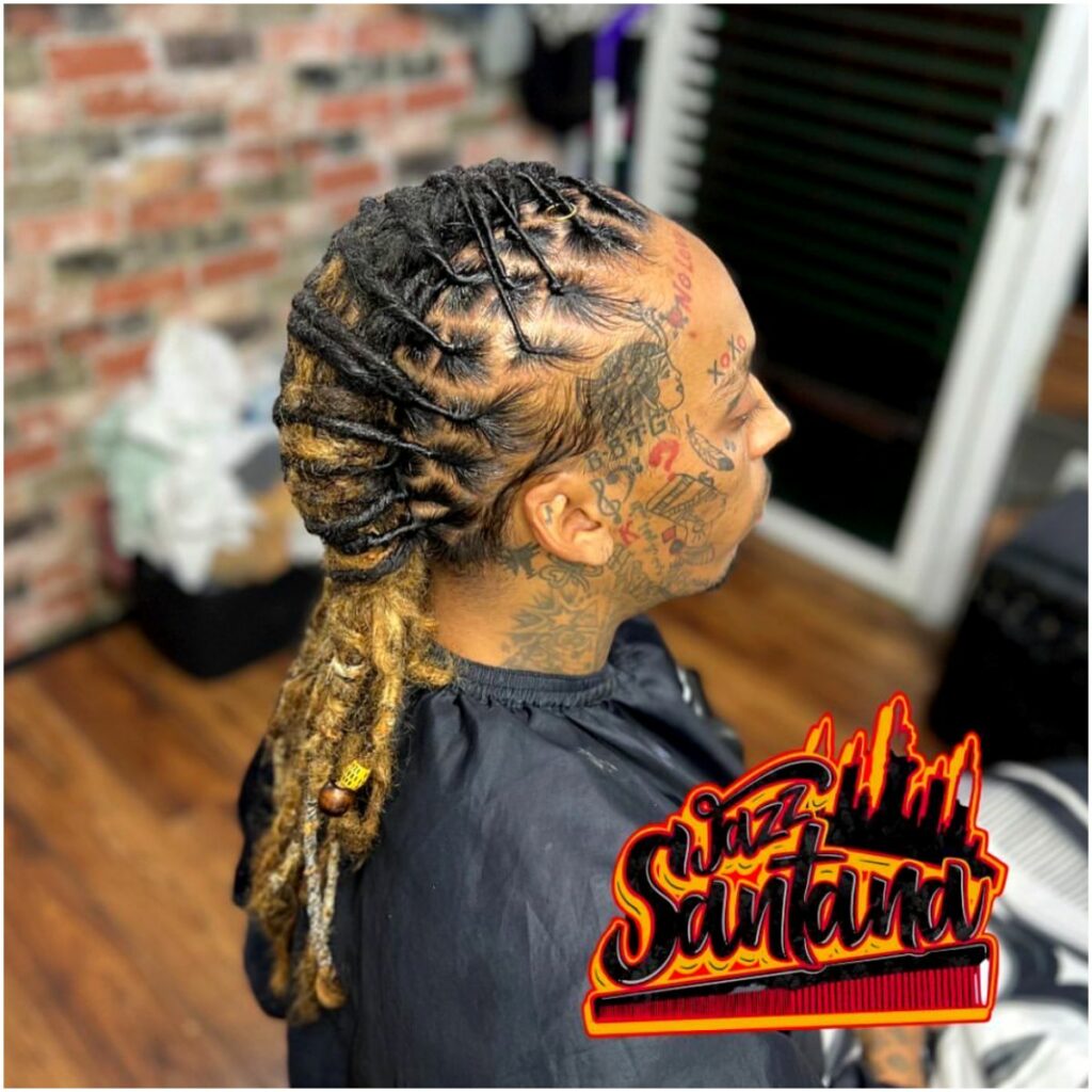 Mohawk Dreads With Beads and Tattoos