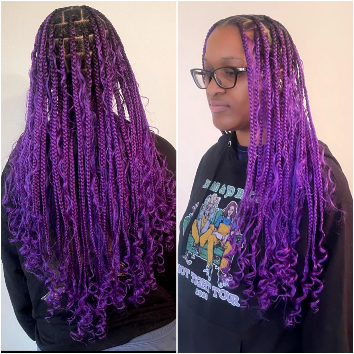 Purple Knotless Braids