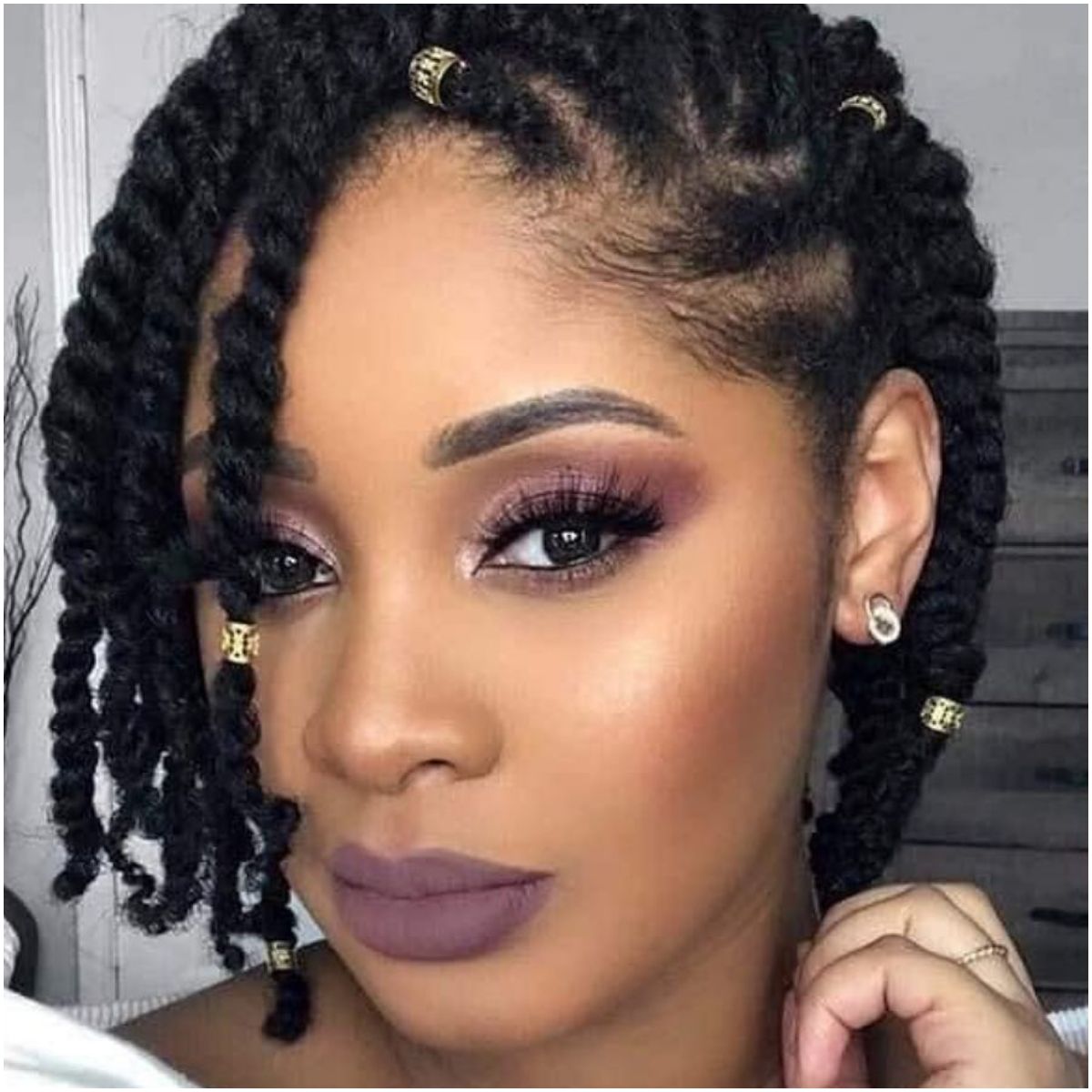 Side Parted Passion Twist Bob With Rings