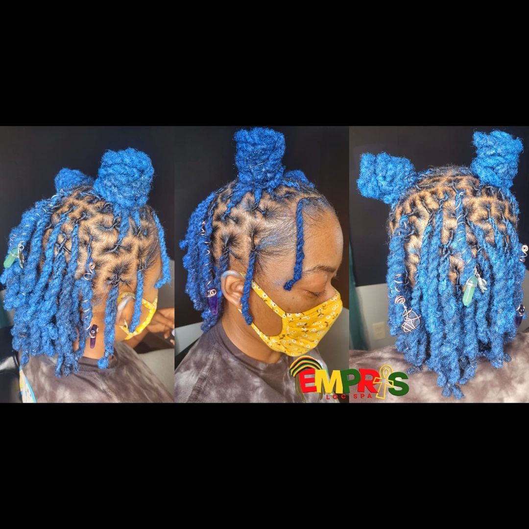 11. Blue Double Top Knot Short Rope Twists