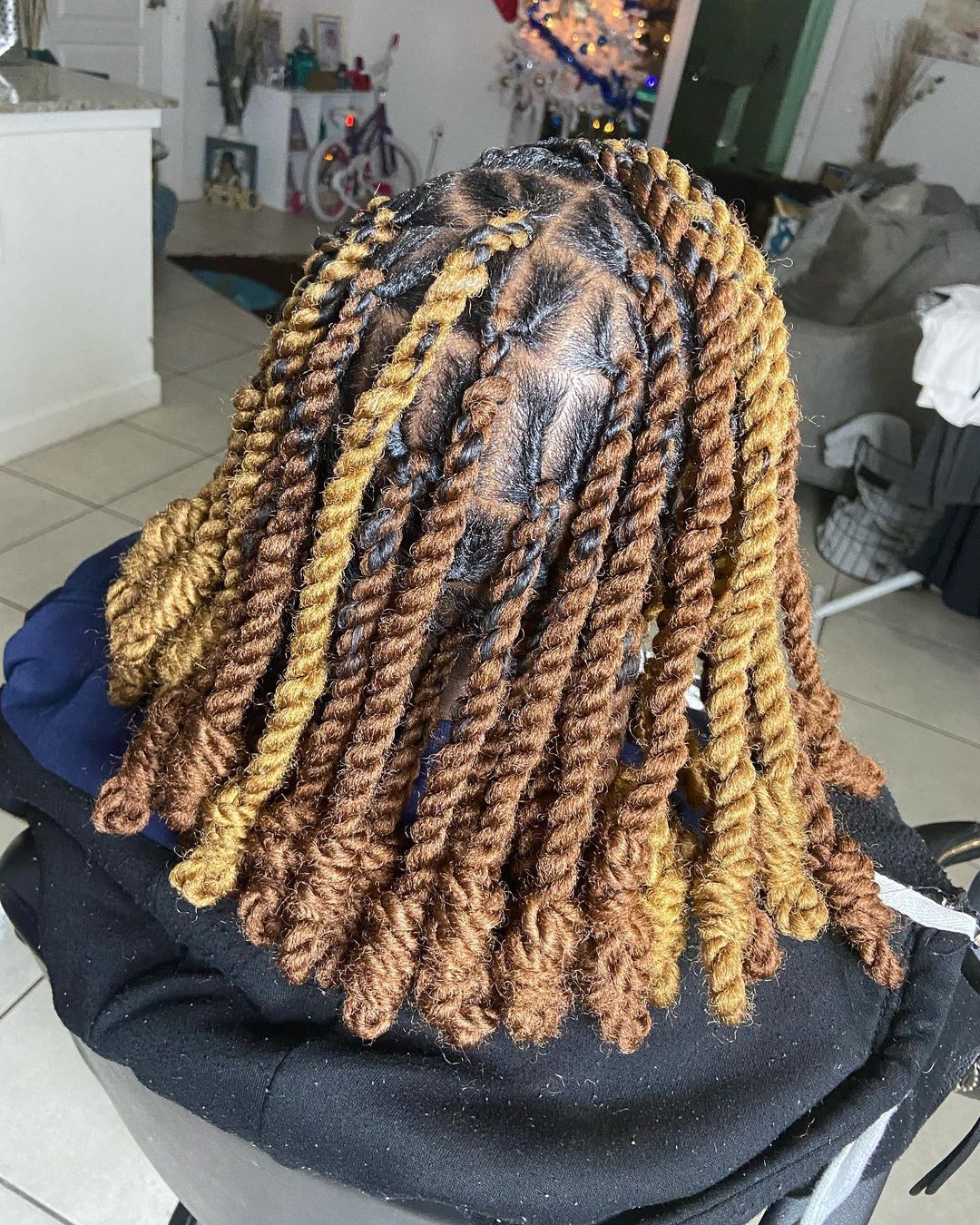 20. Gold And Brown Shoulder Length Kinky Rope Twists With Locked Ends