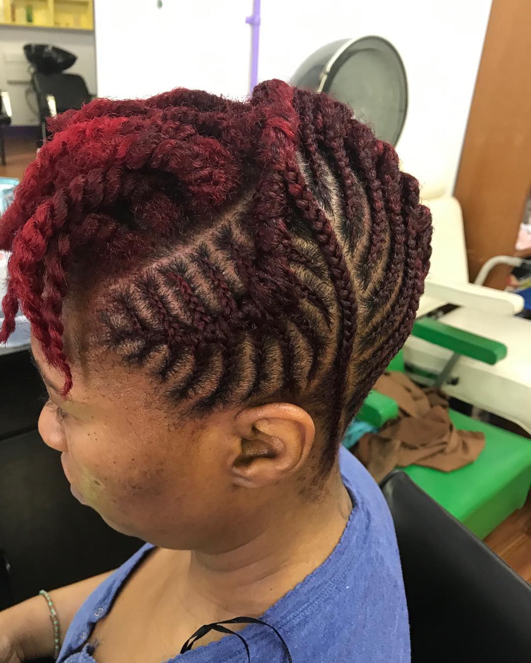 24. Burgundy Freestyle Weaves With Twist Fringes