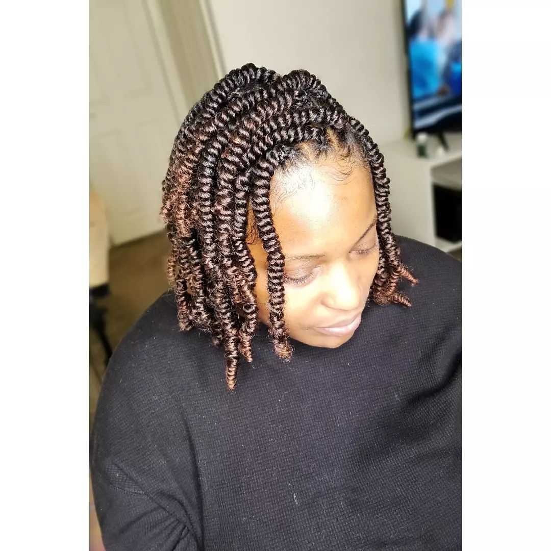 7. Short Brown Two Strand Spring Twists