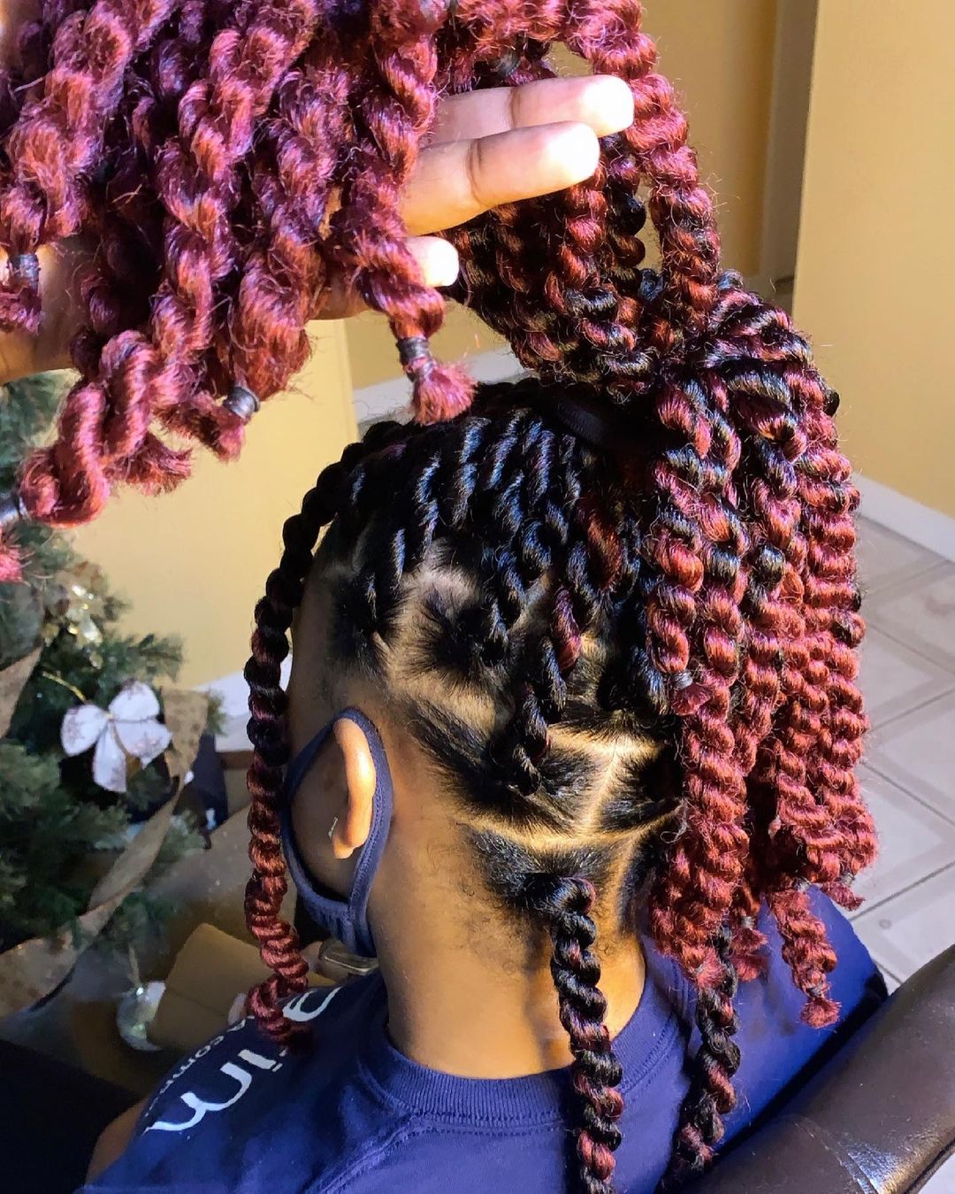 21. Black And Burgundy Short Two Strand Twists