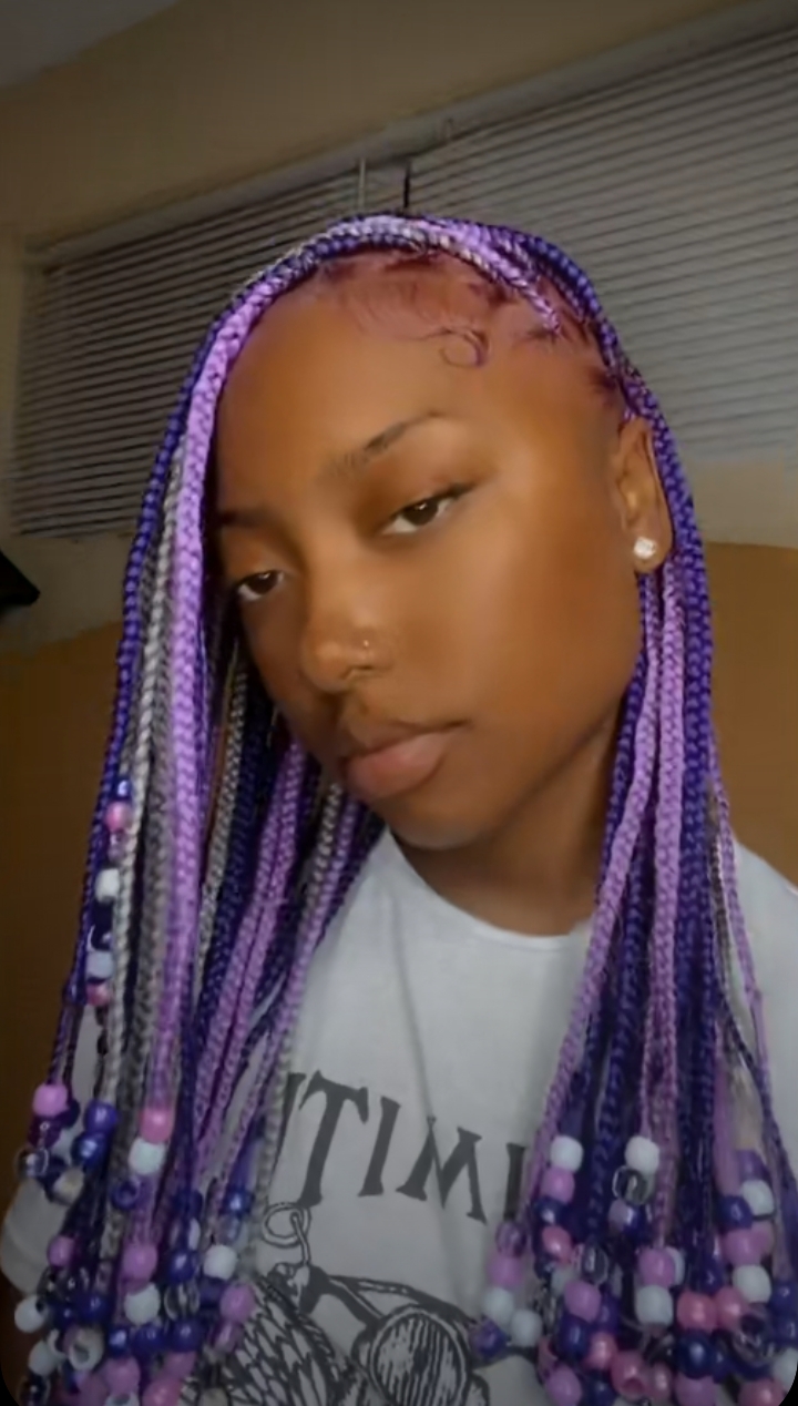 5. Purple Braids With Beads