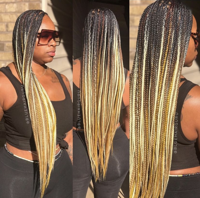 3. Blonde Box Braids with Wavy Ends