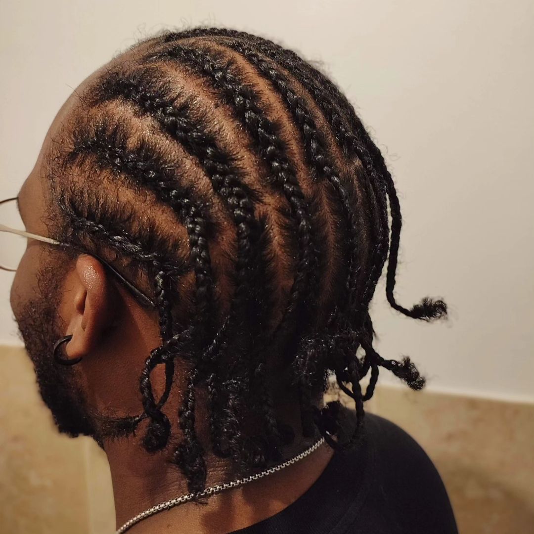 39. Two-Steps All Back Cornrows With Natural Hair